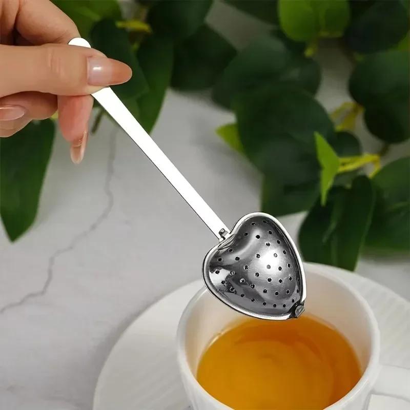 Stainless Steel Handle Heart-shaped Tea Ball Tea Infuser Strainers Filters Tea Interval Diffuse Kitchen Accessories