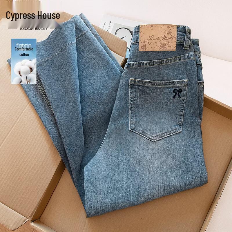 Women s Washed Embroidered Straight-Leg Jeans L