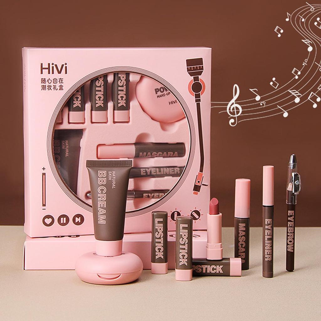 YAYAMIYA Zestaw do Makijażu Pudełko Wykwintne i Urocze Kosmetyki Kredka do Brwi Zestaw do Makijażu Zestaw, Zestaw, Szminka, Puder, Tusz do Rzęs, Zestaw, [9 Sztuk]