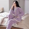 Winter padded pajamas women's three-layer thickened coral fleece padded jacket autumn and winter flannel loungewear warm suit