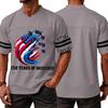 Men's Casual V Neck Short Sleeve Sports T Shirt Independence Day Themed Graphic Tee with Lettering and Airplane Design Athletic Fit