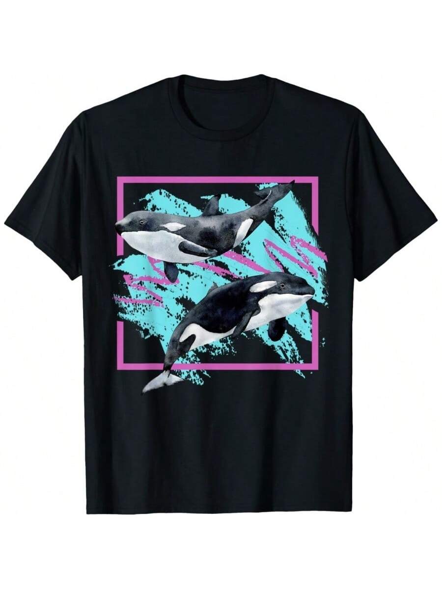 Save Whales 90s Orca Ocean Animals Chart Mammals Guide Ecos T-Shirt S разноцветный