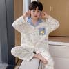 Boys Long Sleeve Cotton Pajamas Set Cartoon Print Soft Sleepwear Kids Teens Home Wear
