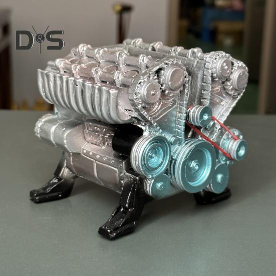 V8 Car Engine Model Realistic Resin 8-Cylinder Auto Engine Decoration Home Office Desktop Ornament Kids Science Learning Educational Toy