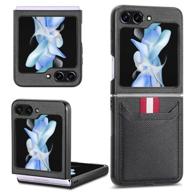 Kožené flipové pouzdro s držákem na karty pro Samsung Galaxy Z Flip7 5G Flip 7 6 Flip6 Flip 5 4 3 Flip3 Flip4