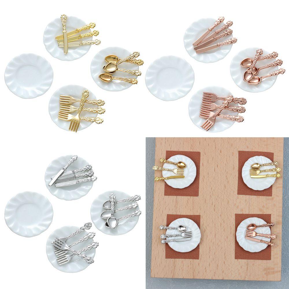 

Кухонная еда, кукольный домик, ролевая игра, ложка, миниатюрная посуда, вилка, керамическая тарелка