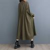 Women's Long Sleeve Shirt Dress Turn Down Collar Loose Fit Retro Style Midi Dress Button Down Dress