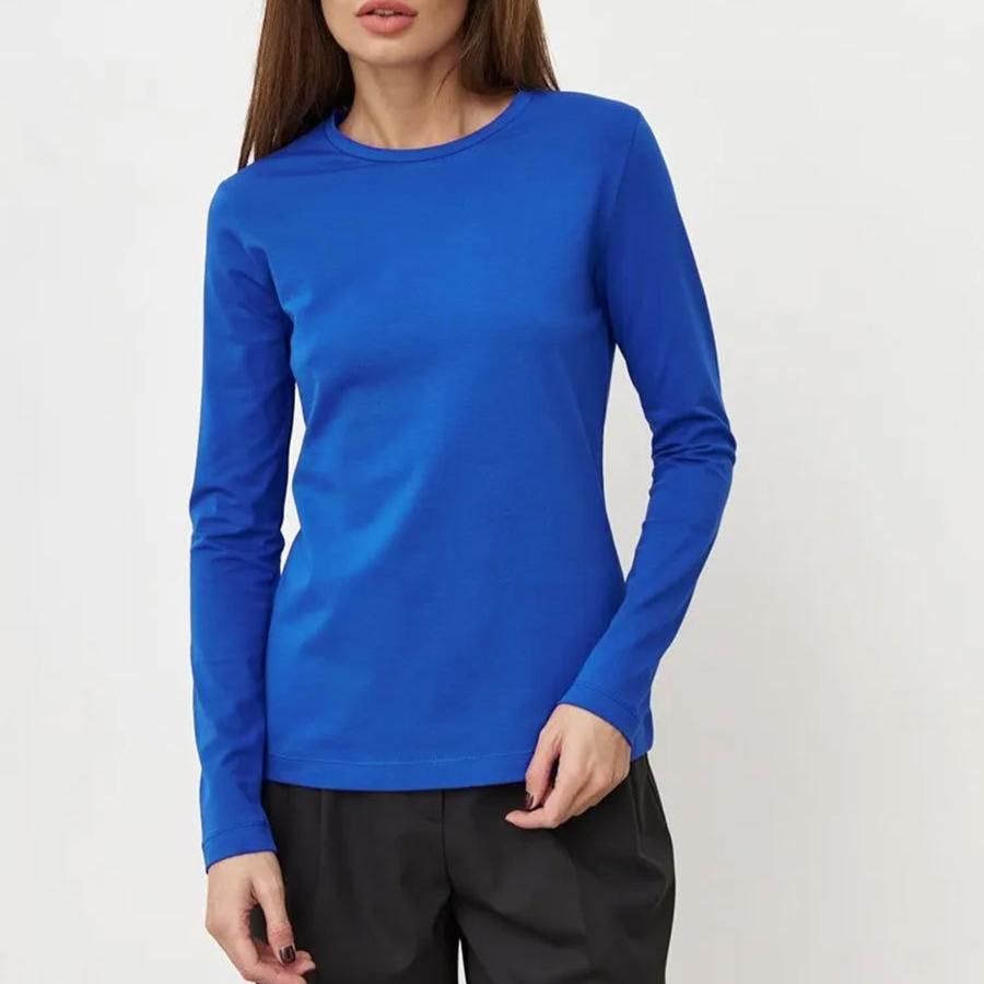 

Футболка GMXIA из хлопка, весенняя женская мода, универсальный свитер для поездок на работу, с круглым вырезом и длинным рукавом XL электрические ультрамариновый