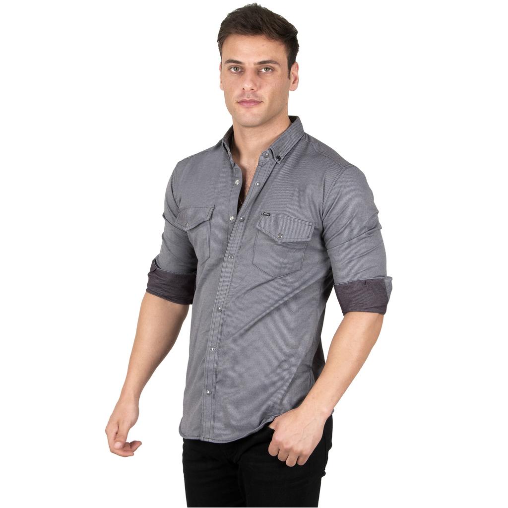 DeepSEA Herren-Hemd aus gestricktem Stoff mit Druckknopf und doppelter Tasche 2300415