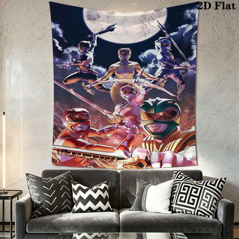 Power Rangers Moonlit Adventure Tapestry Fashion Print Background Cloth Homestay Soft Decoration Tapestry Atmospheric Background Cloth