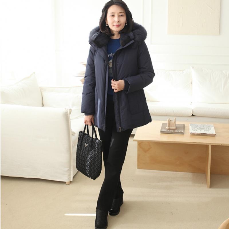 Shiz Madam Women Duck Down Half Jacket With Fox Fur J31752