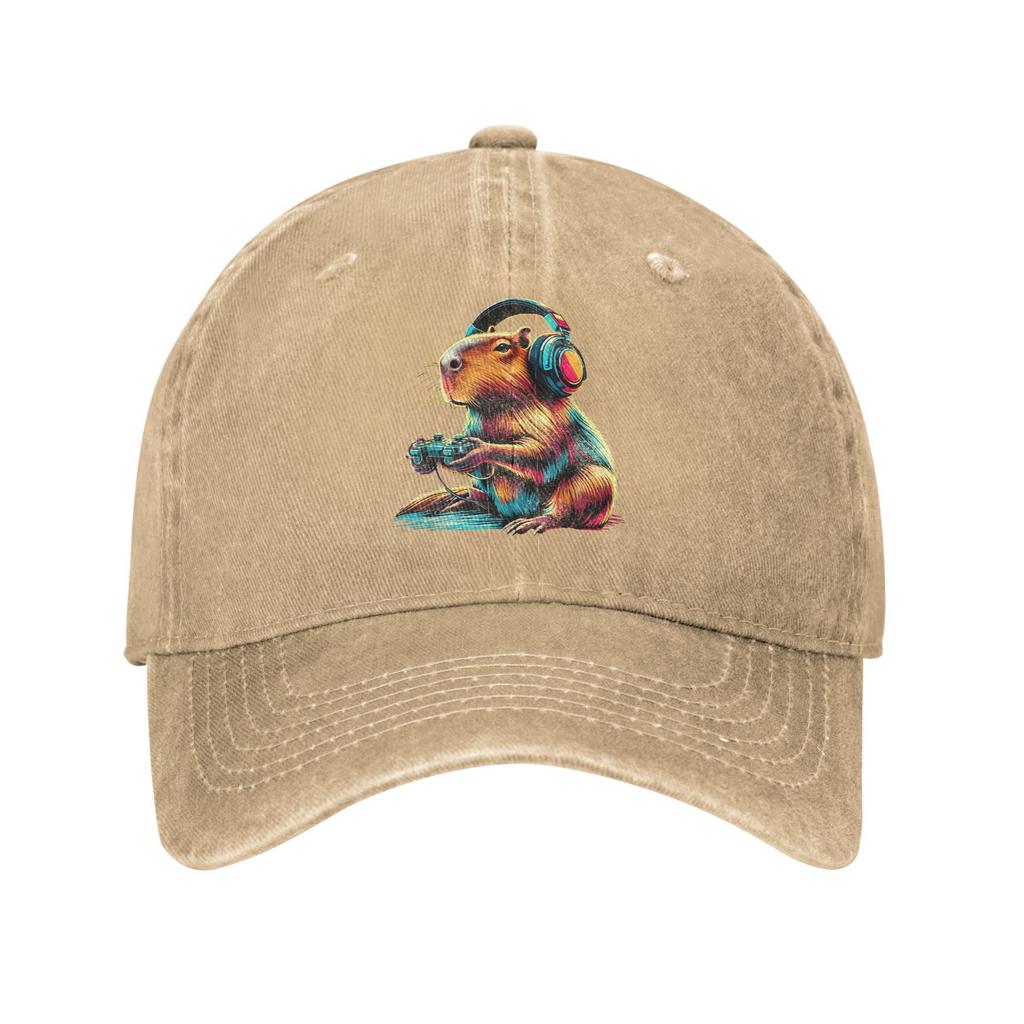 Capybara Funny Video Games Washed Baseball Cap Fashion Sun Hip Hop Hats Summer Women Men Outdoor Gym Baseball Caps