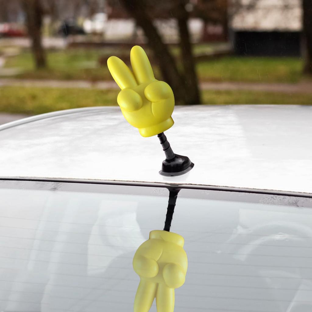 Hand Gesture Car Antenna Ball, Car Antenna Topper, Yellow Hand Gesture Car Antenna Decoration,