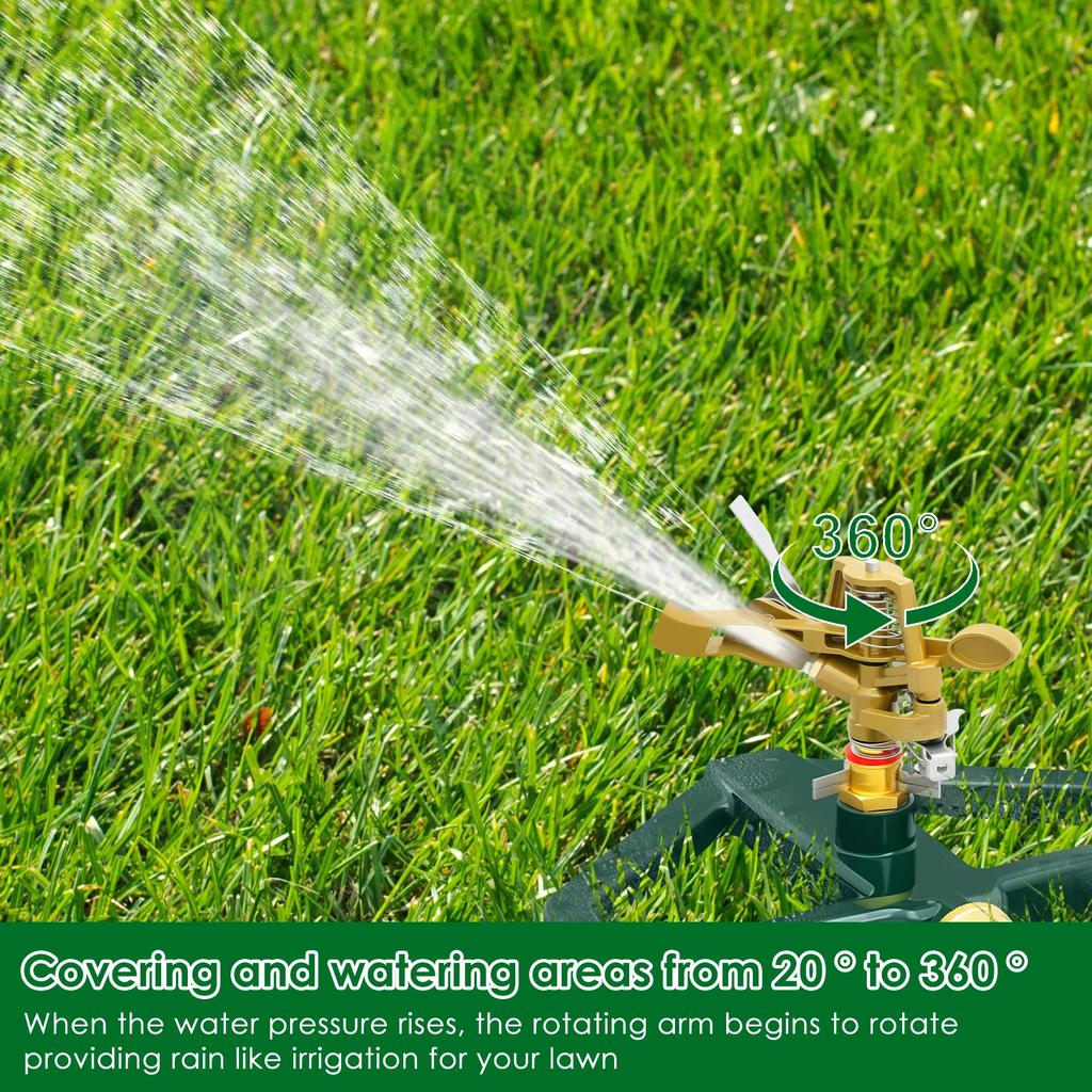 360° Automatic Rotating Lawn Sprinkler Adjustable Garden Irrigation System Large Area Coverage Water Sprinkler Watering Plants