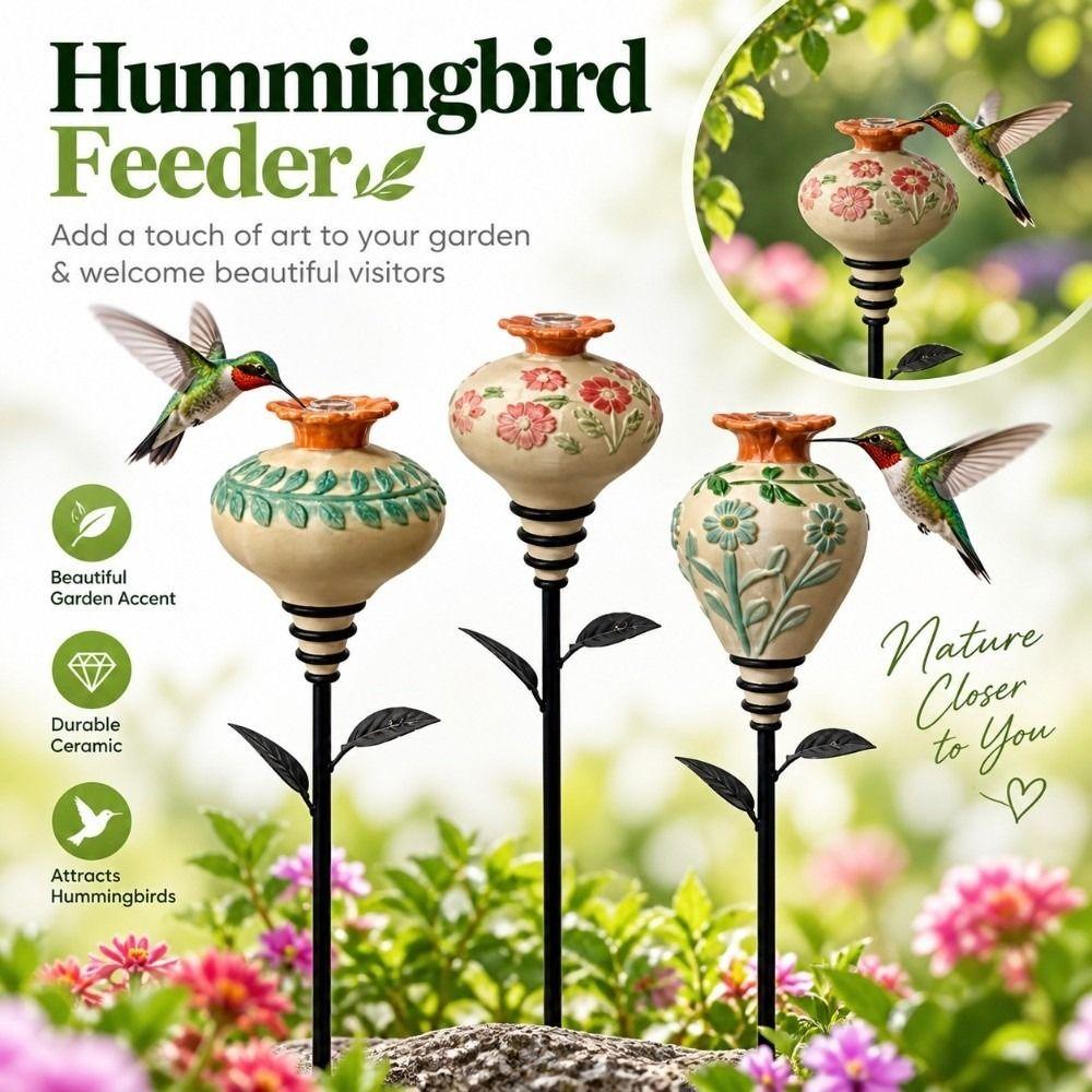 Easy Fill Hummingbird Feeder Ceramic Hummingbird Nectar Station Patio Flower Bed