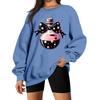 Women's Neck Long Sleeve Casual Loose Fit Sweatshirt Pullover with Color or Small Halloween Print