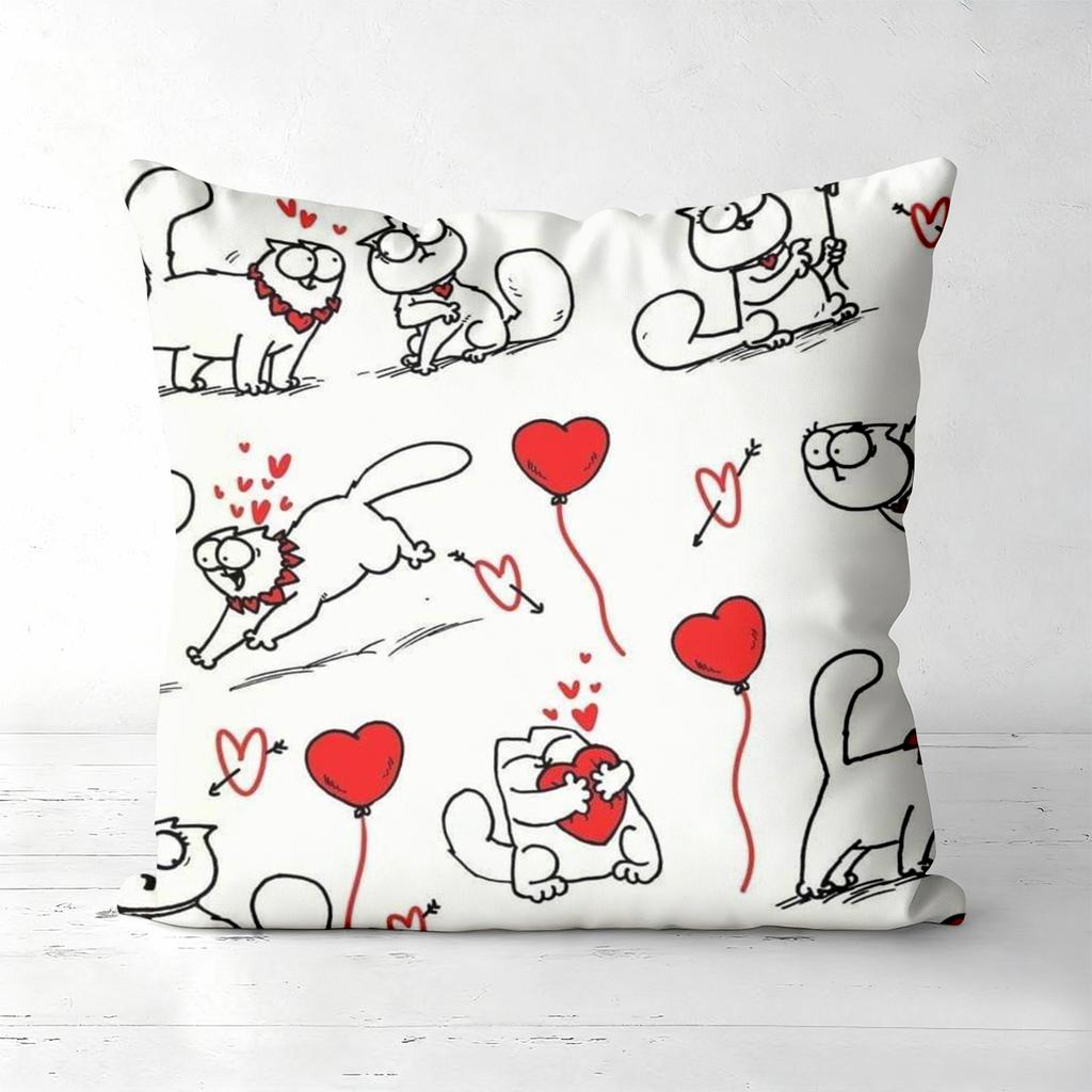Cute Cat And Heart Patterned Decorative Throw Pillows Polyester pillowcase, sofa decorative cushion cov Headboard Pillow
