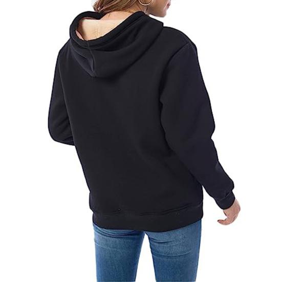Women Plus Size Hooded Zip Up Jacket, Autumn Winter Solid Color Fleece Lined Thick Warm Hoodie Coat For Students
