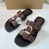 Soleist Damen Sommer Flache Sandalen Mode Metall Schnalle Riemen Zapatos De Muje Marke Offene Zehe Lässig Strand Römische Schuhe für Damen