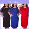 Damska Modna Sukienka Plus Size 6XL z Wycięciami, Krótkim Rękawem, Jednokolorowa, Dla Swobodnego Stylu**