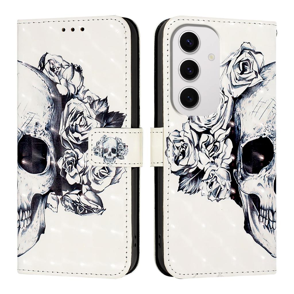For Samsung Galaxy S24 FE Leather Case Pattern Printing Wallet Stand Mobile Cover with Strap