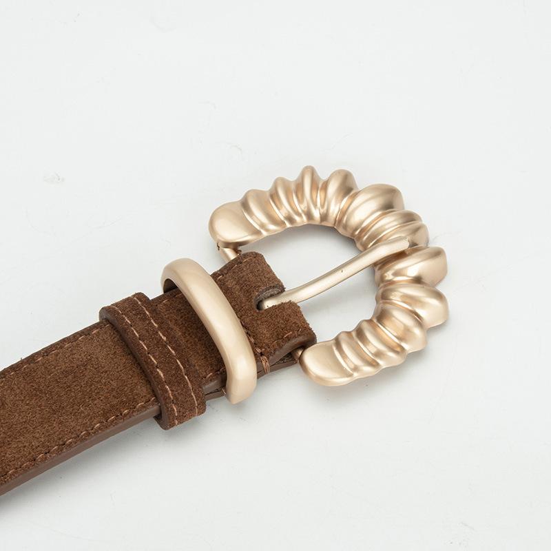 Frosted Velvet Leather Women'S Belt With Jeans Dress Decorative Pin Buckle Belt Women'S