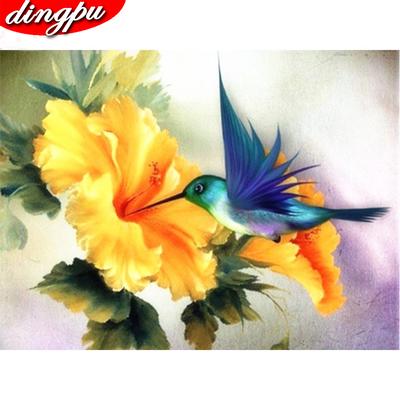 Pintura de Diamantes Pájaro 5D DIY Bordado de Diamantes Flor Decoración para el Hogar Imagen Mosaico