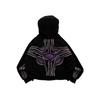 Felpa Oversize Streetwear Unisex Nera con Ricamo Grafica Occhio di Demone Vestibilità Larga Girocollo