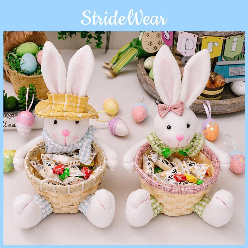 Adorable Easter Bunny Plush Toy Basket Colorful Egg Storage For Holiday Decorations