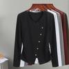 Long-sleeved T-shirt Women's Autumn Clothing New Women's Clothing Temperament Collar Shoulder Solid Color T-shirt Design Sense Split Top