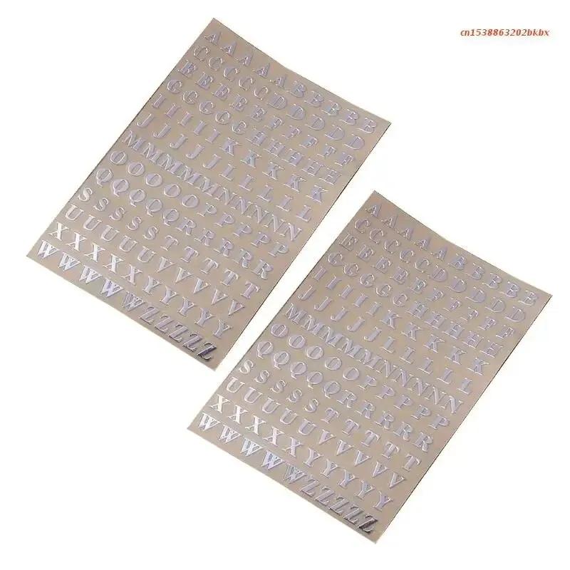 2 Pièces Métal 26 Mini Autocollants Décoratifs Alphabet Or Argent Résine Époxy Remplissage Pour Moules Silicone DIY Fabrication Artisanale Remplissages
