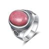 Vintage S925 Sterling Silber Natürlicher Labradorit Mondstein Ring 10x14MM Großer Türkis Lapislazuli Retro Ring für Damen Herren
