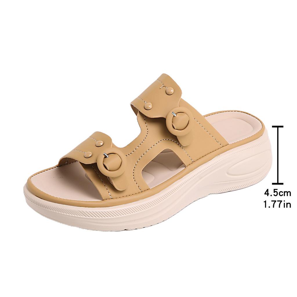 Plus Size Shoes for Women Summer Fashion 2026 Women Slip On Platform Wedges Comfortable 35-42 Peep Toe Non-slip Slippers