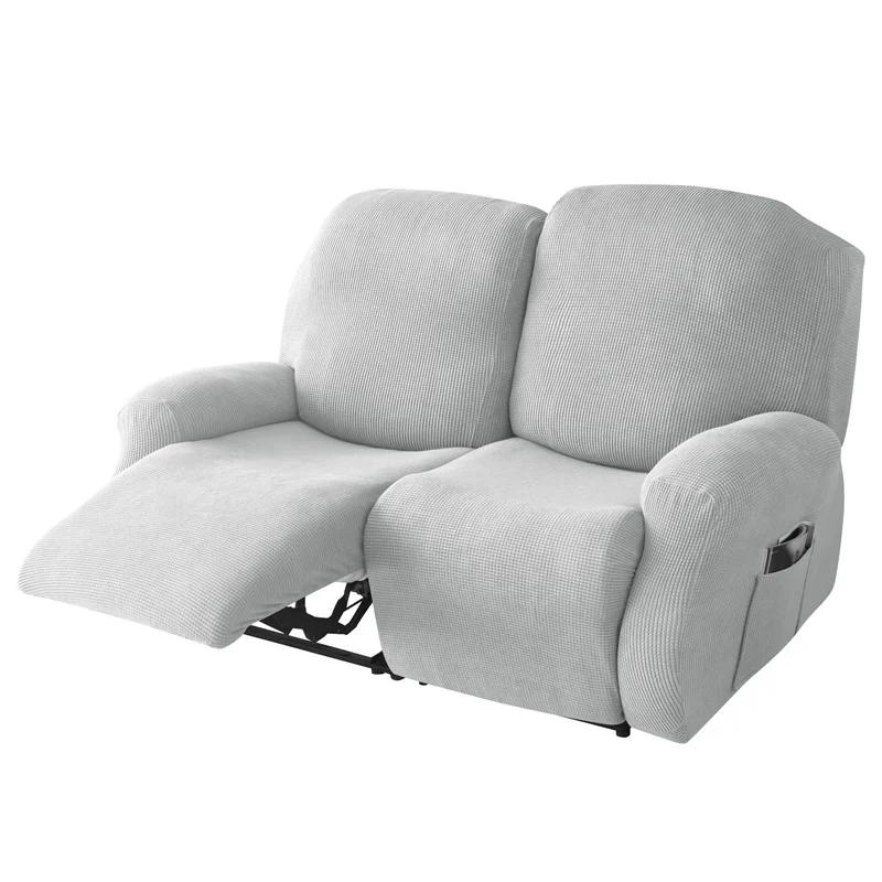 6pcs Solid Color Recliner Sofa Cover Elastic All-inclusive Couch Coushion Case Soft Pet-friendly Protective Case for Living Room