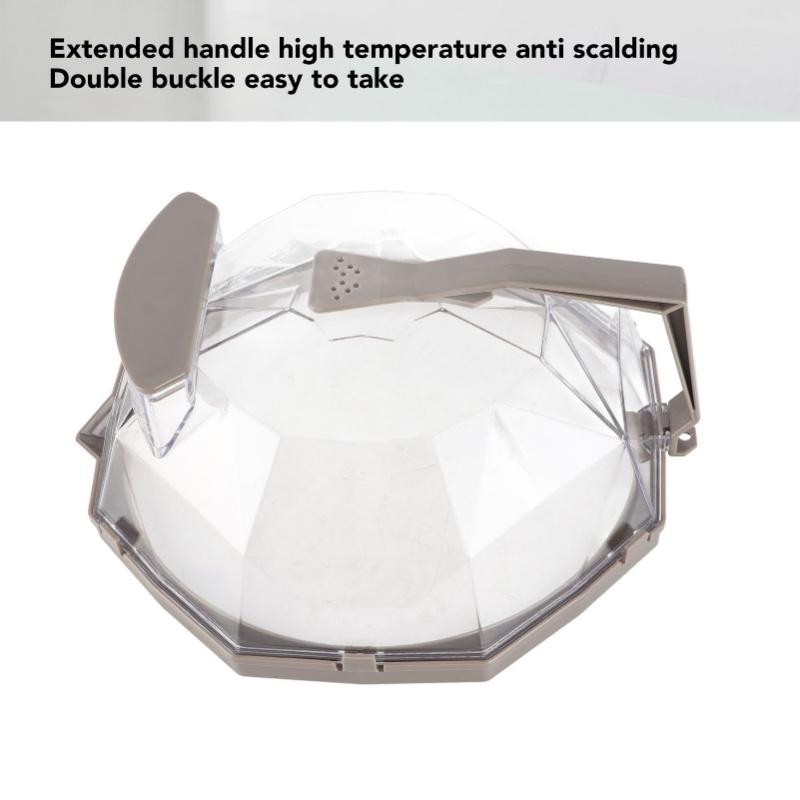 Microwave Splash Heating Cover PC Food Splatter Guard With Extension Handle For Kitchen Cooking Brown