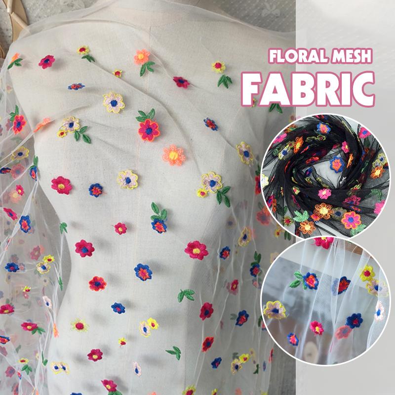 1 Yard Lace Tulle Embroidery Fabric Flower Mesh Voile Floral Embroidery Fabric For Diy Sewing Dress Skirt Curtain Decor