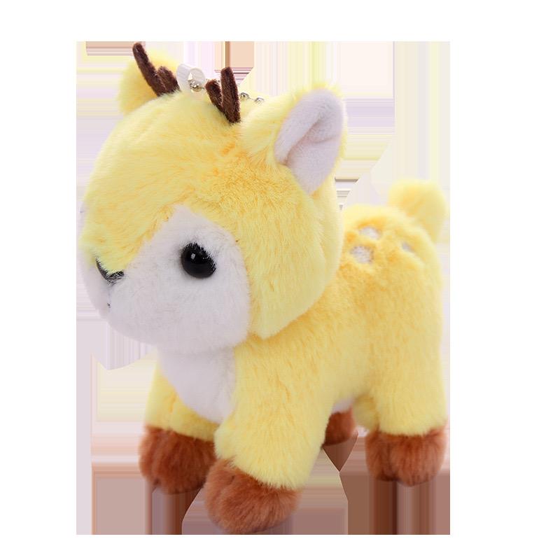 10cm Cartoon Deer Soft Stuffed Plush Toy Animal Fluffy Elk Doll Fawn Keychain Backpack Pendant Christmas Gifts for Kids