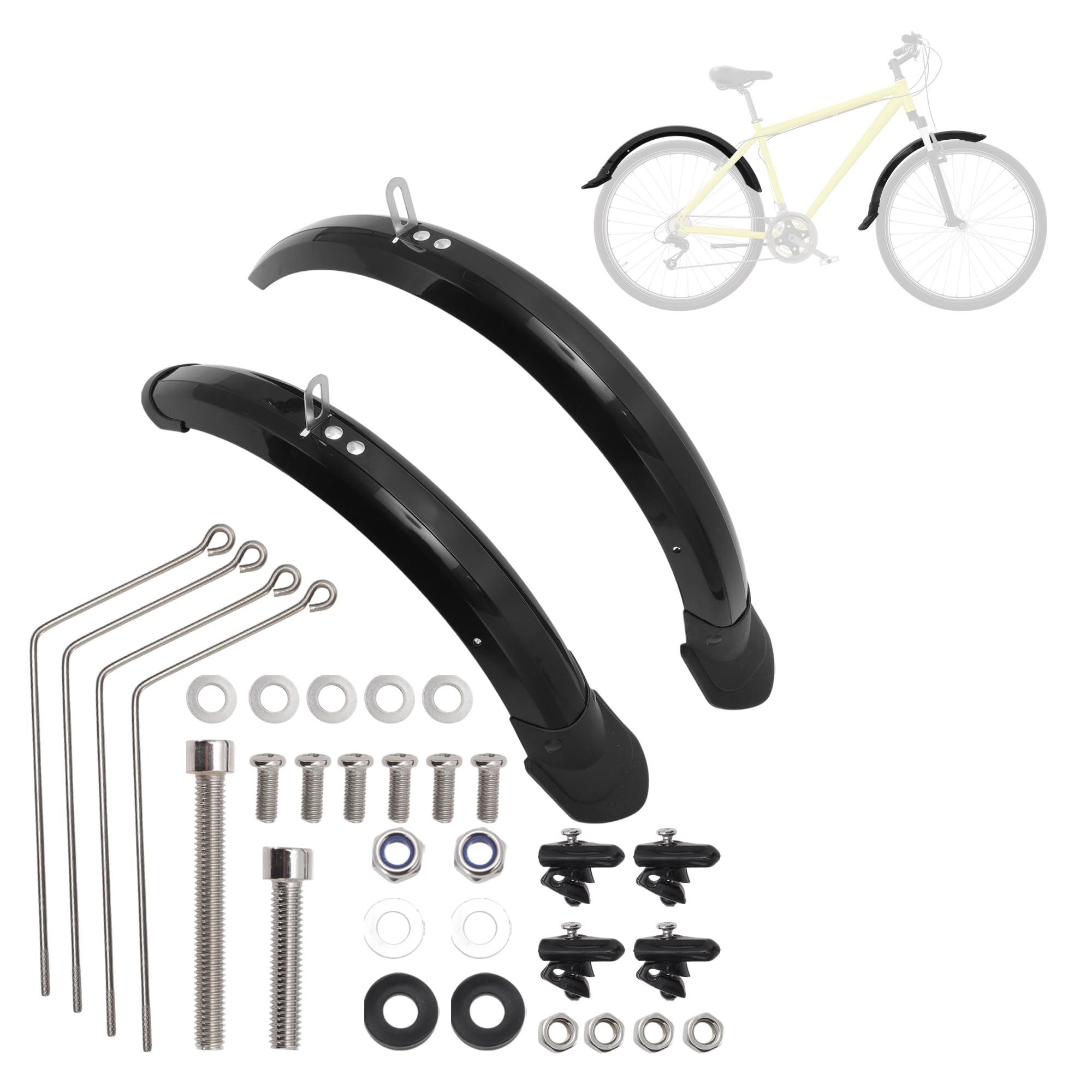 

BULLSPANN Bicycle Fenders and Compatible with Disc Brake Folding Full Front and Rear Black Mudguards, 20-inch Bikes, Coverage, Set,