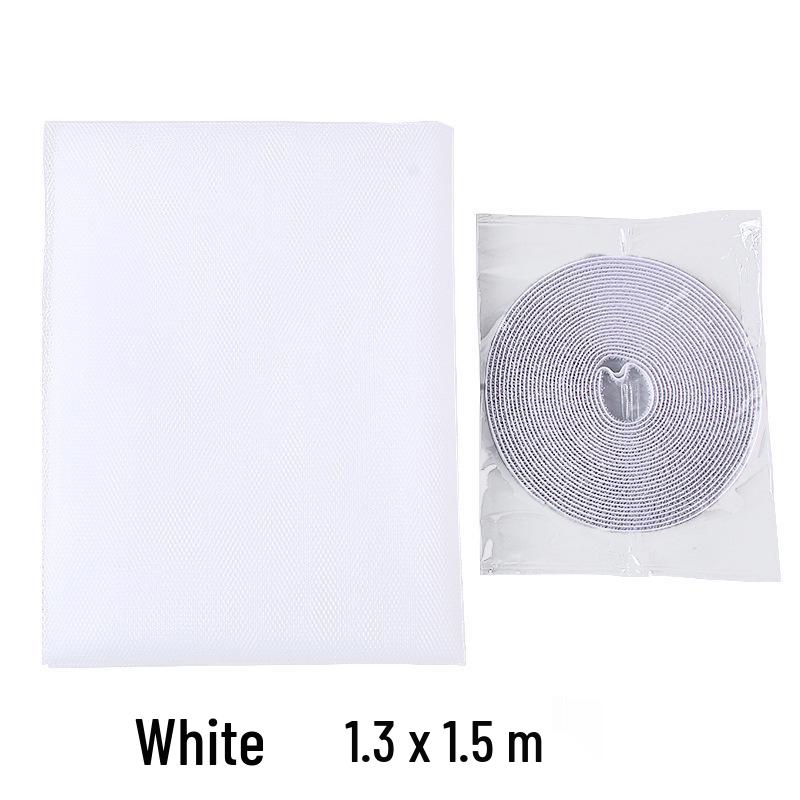 Punch-Free Indoor Retractable Anti-Mosquito Window Screen - Self-Adhesive & Removable Mesh 1.3*1.5m with 5.6m Velcro белый