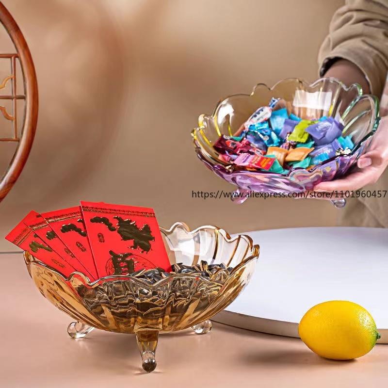 Amber European Style Large Lead-free Glass Fruit Platter