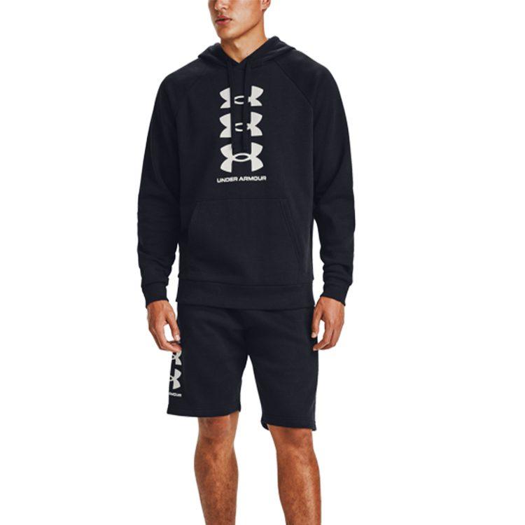 Under Armour Rival Sweatshirts Men's Black Hooded Moderate Regular 1357094-001