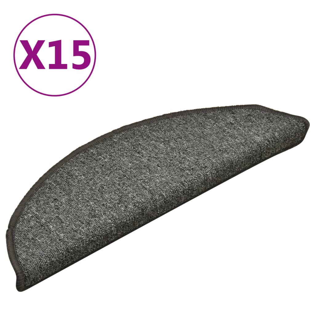 Step Mats 15 pcs 56 x 17 x 3 cm Dark Grey Semi Round
