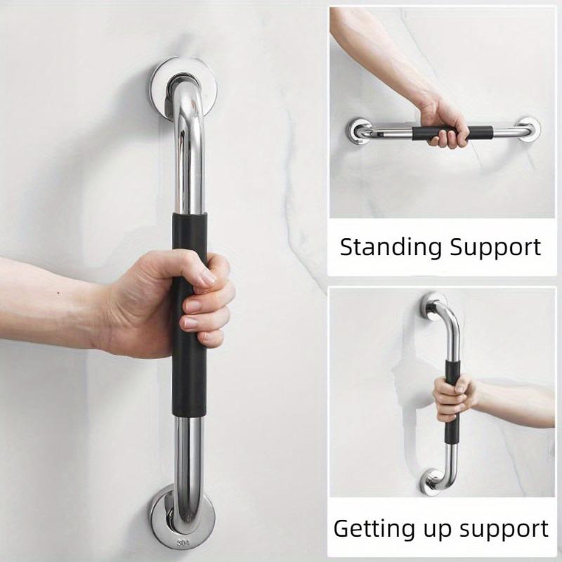 Shower Handle for Seniors, Bathroom Safety Grab Bar, 2 Piece 13.77 Inch Stainless Steel Non-Slip Shower Safety Grab Bar with Silicone Handle