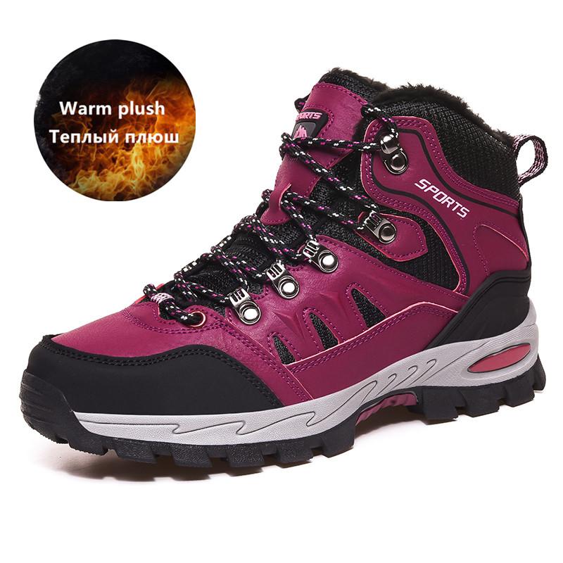 

Men Winter Outdoor Sports Waterproof Sneakers Leather Quality Boots Warm Plush Snow High Hiking Work Shoes Durable Construction for Long Term Use 45