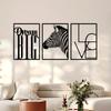 3-Piece Modern Minimalist Lines Metal Wall Art Set - Featuring Animals and Letters | Stylish Decoration for Office and Home