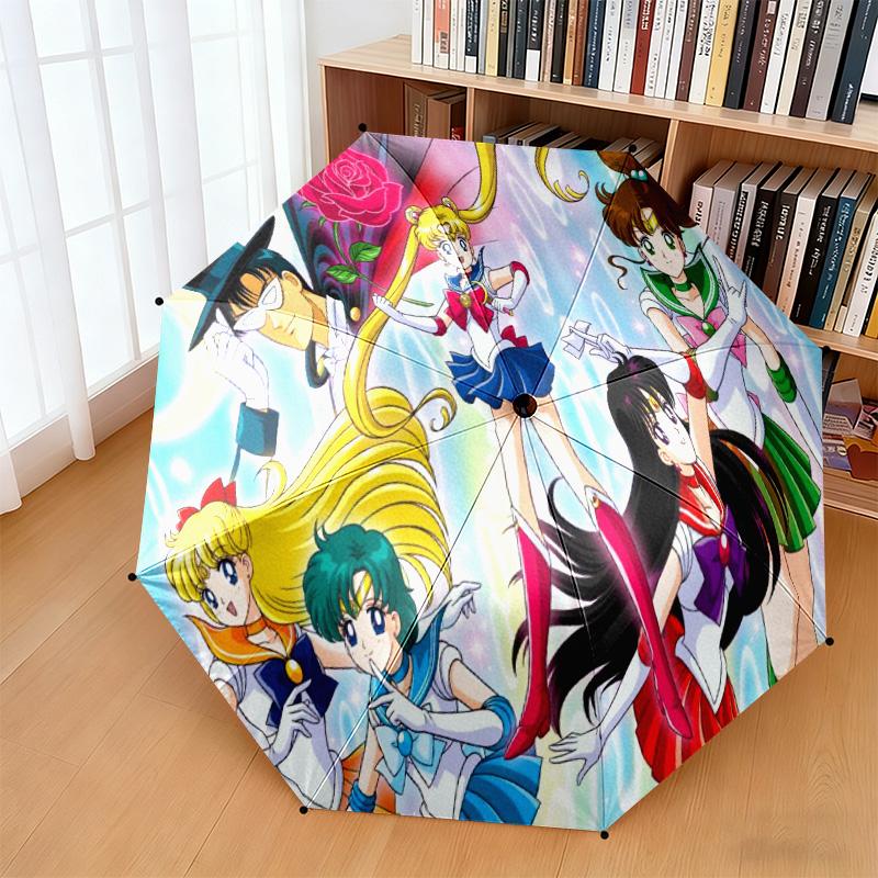 Japanese style Cute cartoon theme Sailor Moon Tsukino Usagi cartoon Umbrella Portable Home Essential Travel Outdoor Iron Multi functional Umbrella B1