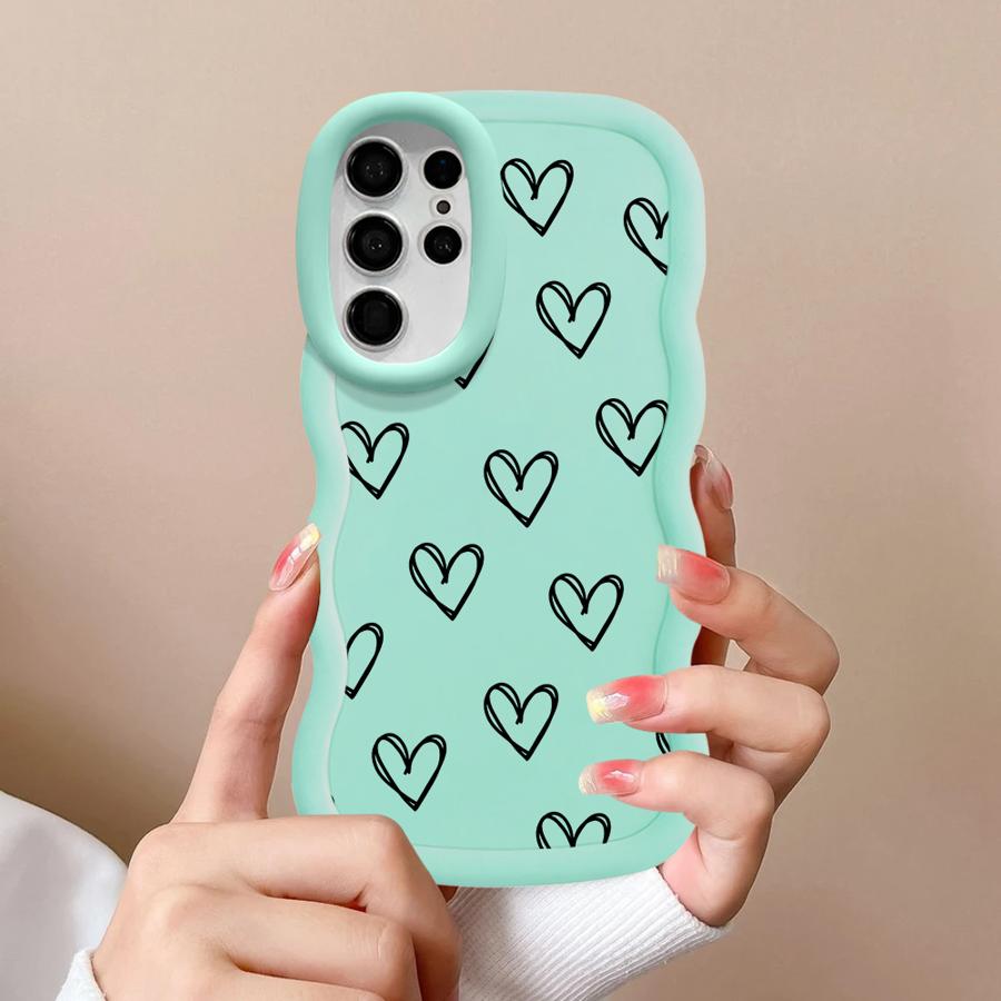 Cartoon Flower Love Heart Soft Phone Cover Case for Samsung Galaxy S21 S20 FE A25 S25 S22 Ultra S24 A26 S23 Plus A34 A35 A24 A55