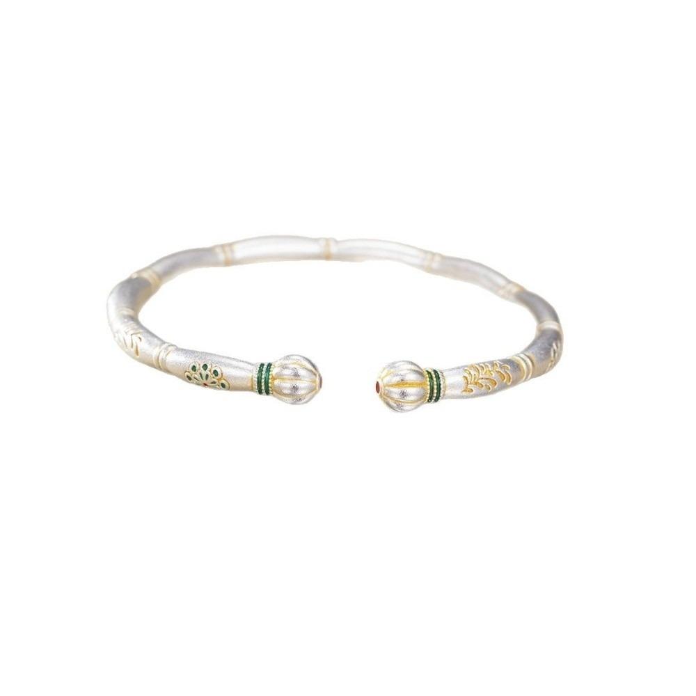 Solid Slub Pumpkin Opening Bangles Ethnic Style Open Cuff Bracelet  Banquet Jewelry