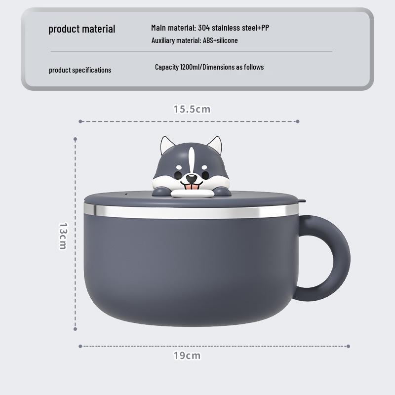 Creative Stainless Steel Rice Bowl & Chopsticks Set: Cartoon Style, Ideal for Dormitory & Outdoor Use