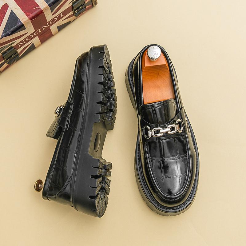 Men Fashionable Loafers Men Thick-soled Wear-resistant Business Brand Leather Shoes Gentleman Social Shoes Size 38-46 Men Shoes